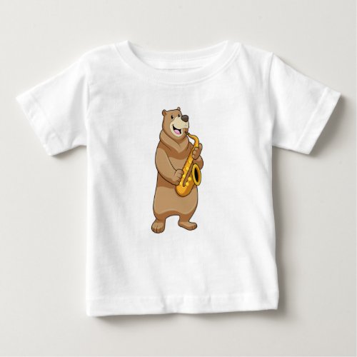 Bear as Musician with Saxophone Baby T_Shirt