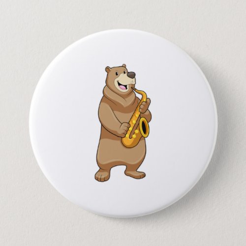 Bear as Musician with Saxophone Button