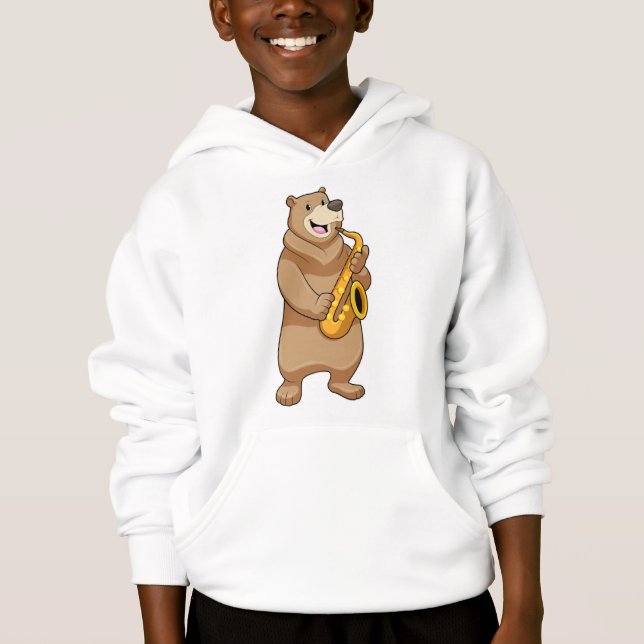 Bear as Musician with Saxophone Hoodie (Front)