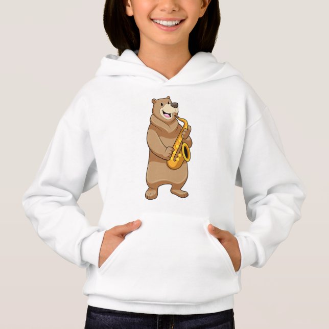 Bear as Musician with Saxophone Hoodie (Front)