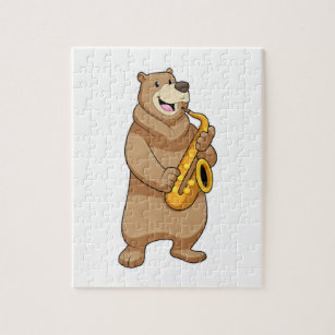 Bear as Musician with Saxophone Jigsaw Puzzle