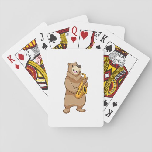 Bear as Musician with Saxophone Playing Cards