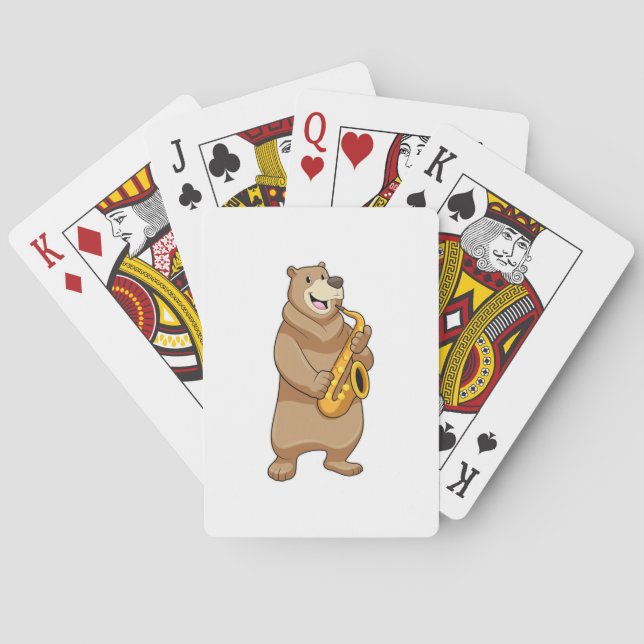Bear as Musician with Saxophone Poker Cards (Back)