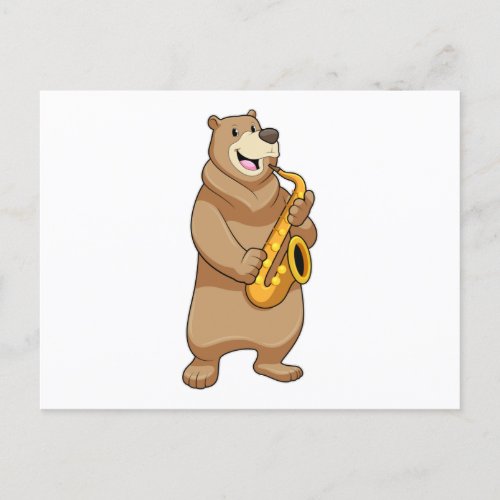 Bear as Musician with Saxophone Postcard