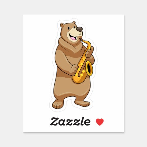 Bear as Musician with Saxophone Sticker