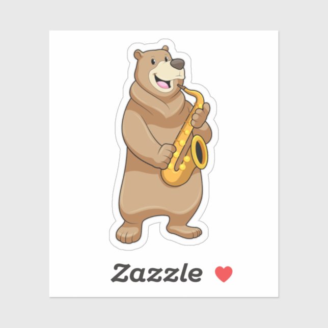Bear as Musician with Saxophone Sticker (Sheet)