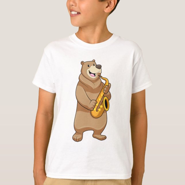Bear as Musician with Saxophone T-Shirt (Front)