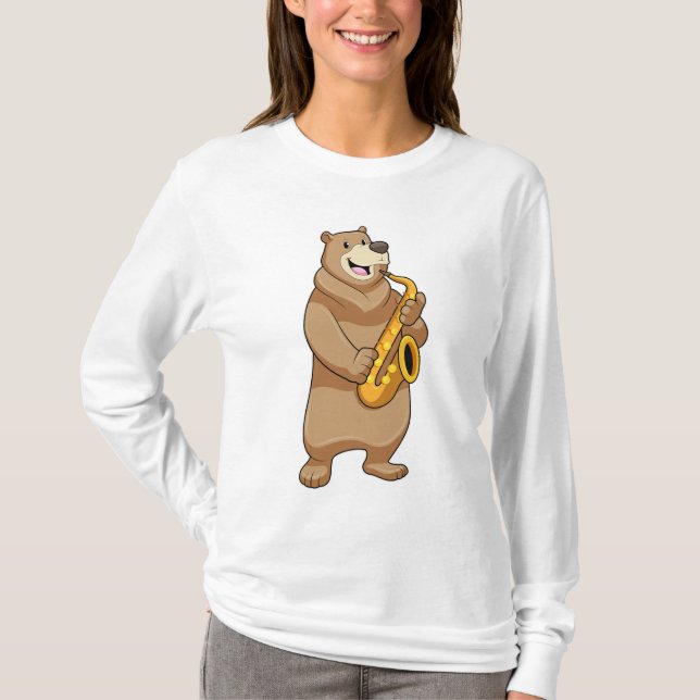 Bear as Musician with Saxophone T-Shirt (Front)