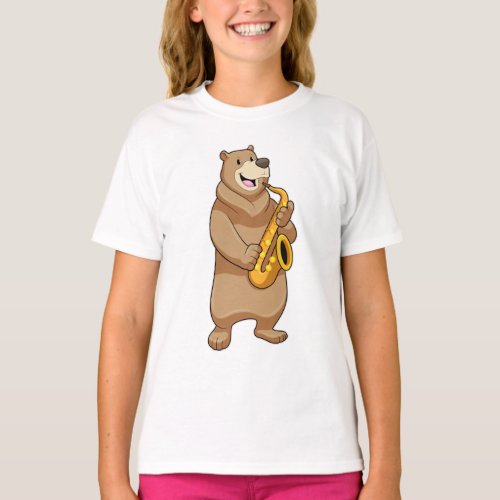 Bear as Musician with Saxophone T_Shirt