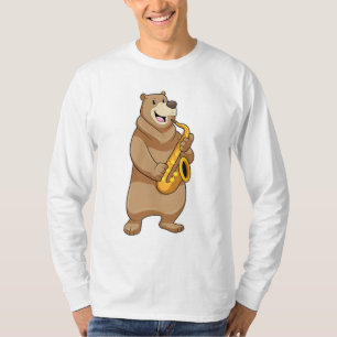 Bear as Musician with Saxophone T-Shirt