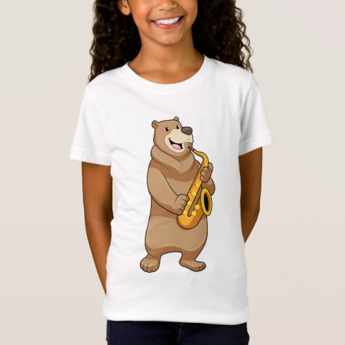 Bear as Musician with Saxophone T_Shirt