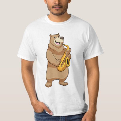 Bear as Musician with Saxophone T_Shirt