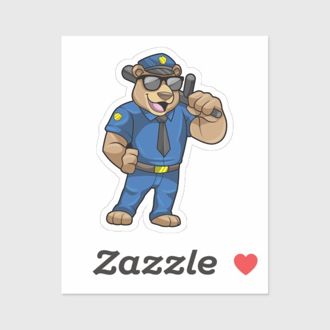 Bear as Police officer with Baton Sticker (Sheet)
