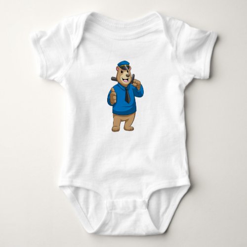 Bear as Police officer with Police hat Baby Bodysuit