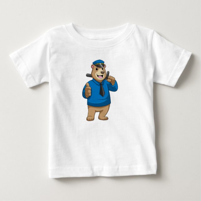Bear as Police officer with Police hat Baby T-Shirt (Front)