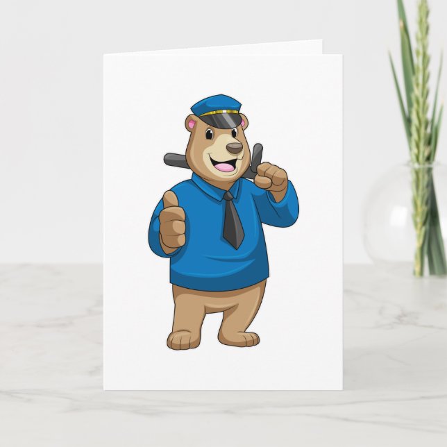 Bear as Police officer with Police hat Card (Front)