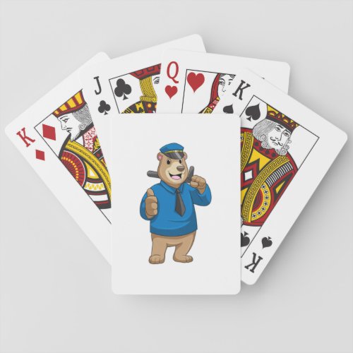 Bear as Police officer with Police hat Playing Cards