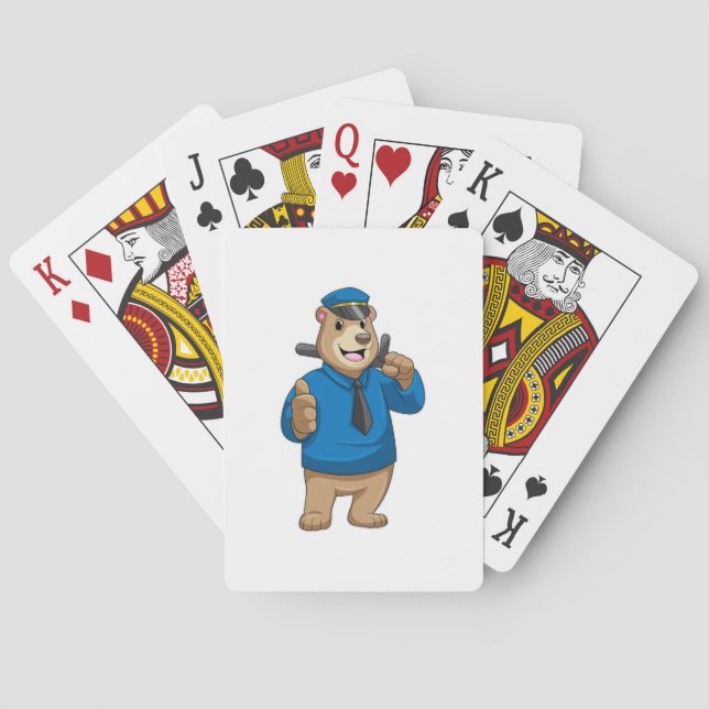Bear as Police officer with Police hat Poker Cards (Back)