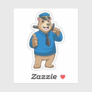 Bear as Police officer with Police hat Sticker