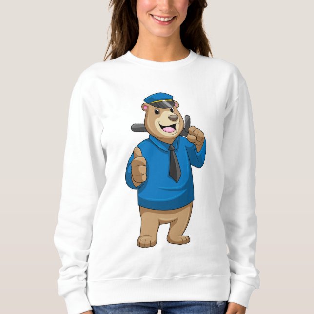 Bear as Police officer with Police hat Sweatshirt (Front)