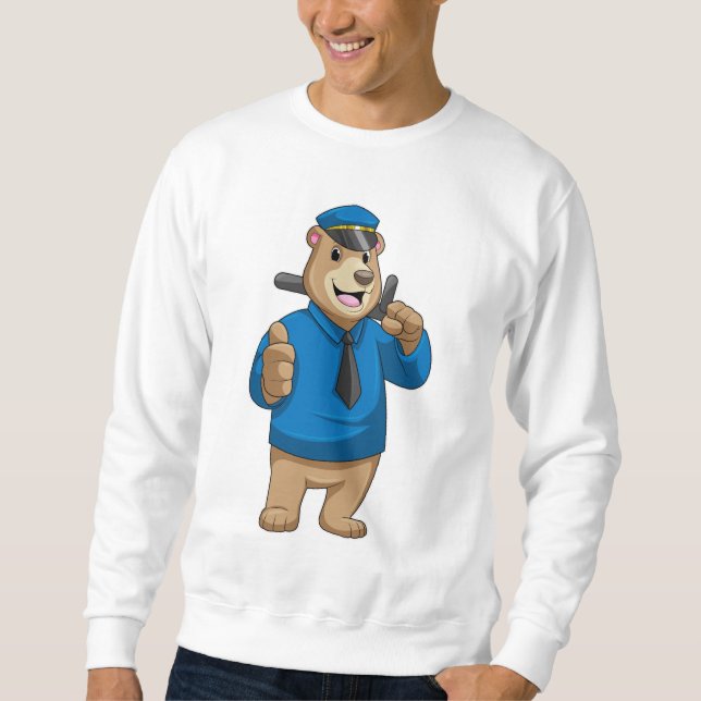 Bear as Police officer with Police hat Sweatshirt (Front)