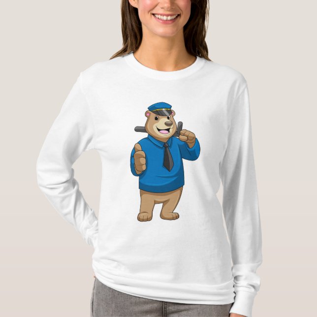 Bear as Police officer with Police hat T-Shirt (Front)
