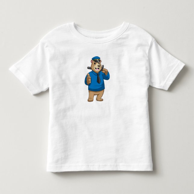 Bear as Police officer with Police hat Toddler T-shirt (Front)