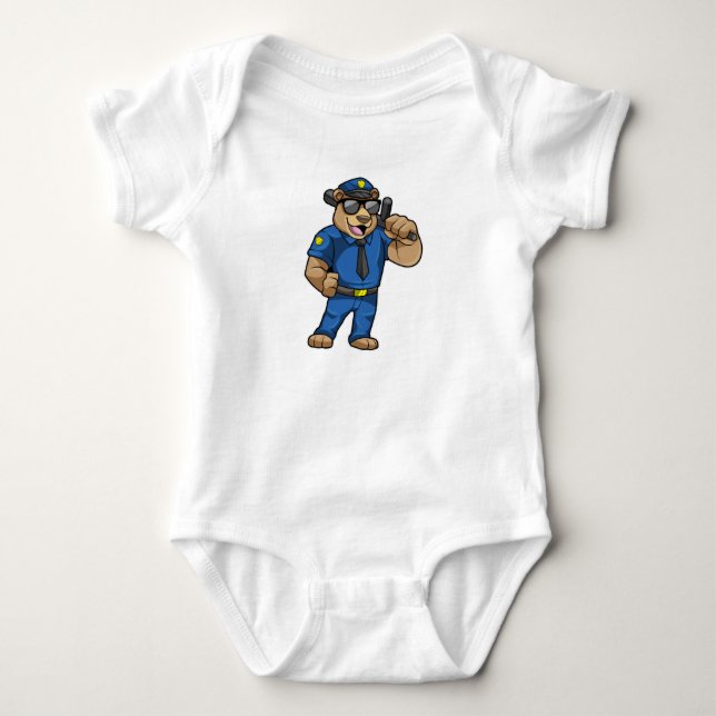 Bear as Police officer with Police uniform Baby Bodysuit (Front)