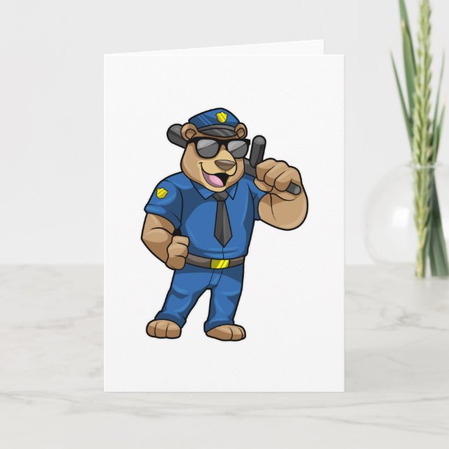 Bear as Police officer with Police uniform Card (Front)