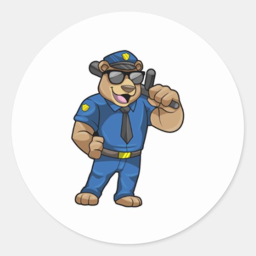 Bear as Police officer with Police uniform Classic Round Sticker