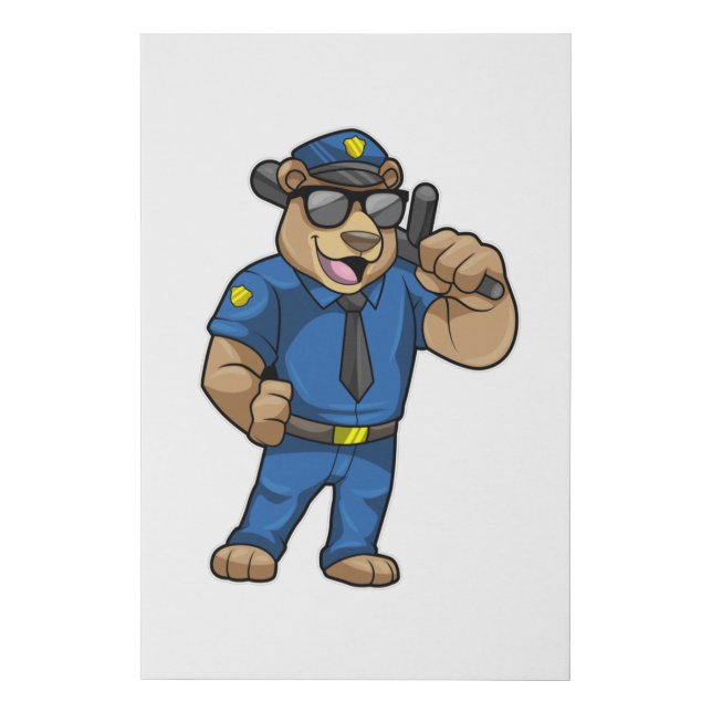 Bear as Police officer with Police uniform Faux Canvas Print (Front)