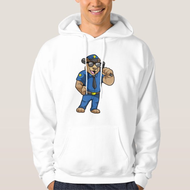 Bear as Police officer with Police uniform Hoodie (Front)
