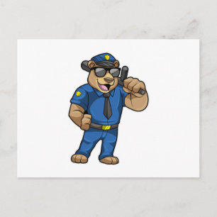Bear as Police officer with Police uniform Postcard