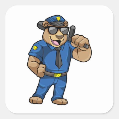 Bear as Police officer with Police uniform Square Sticker