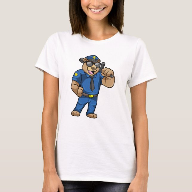 Bear as Police officer with Police uniform T-Shirt (Front)