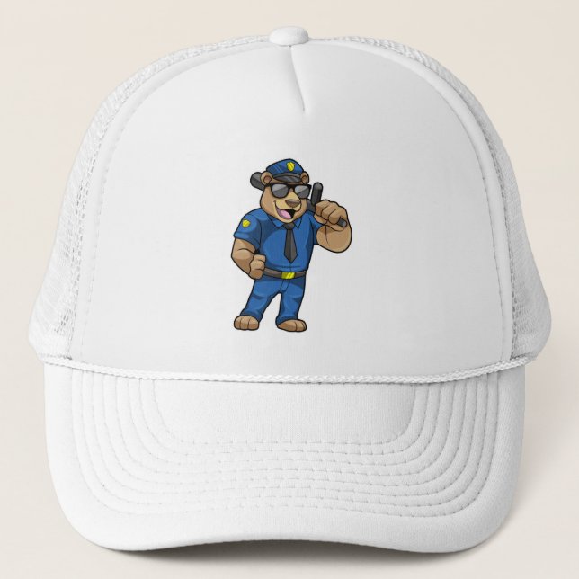Bear as Police officer with Police uniform Trucker Hat (Front)