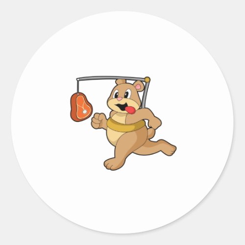 Bear as Runner Classic Round Sticker