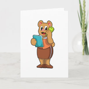 Bear as Secretary at Call with Phone Card