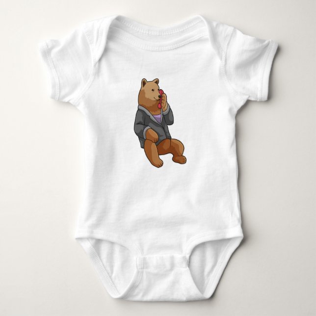 Bear as Secretary with Phone Baby Bodysuit (Front)