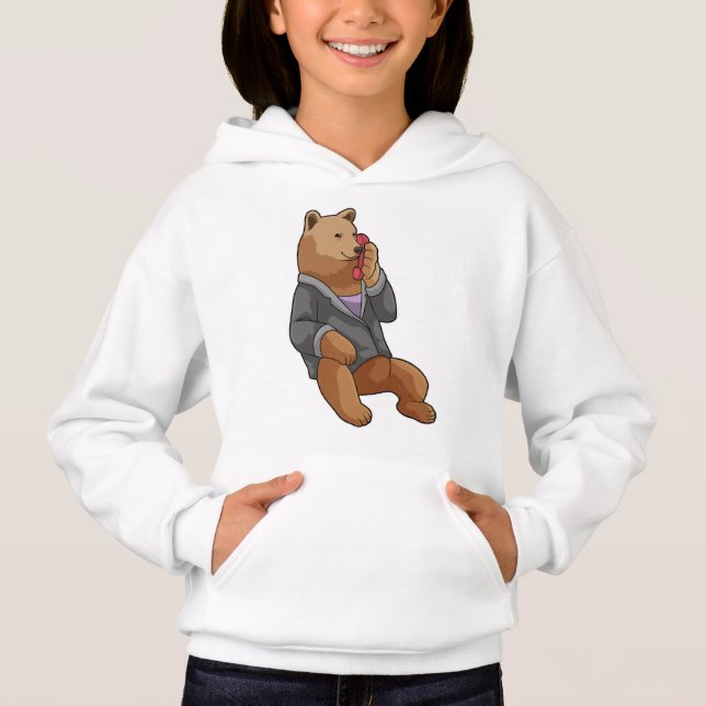 Bear as Secretary with Phone Hoodie (Front)
