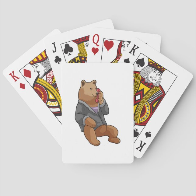 Bear as Secretary with Phone Poker Cards (Back)