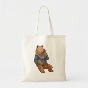 Bear as Secretary with Phone Tote Bag