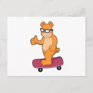 Bear as Skater with Skateboard Postcard