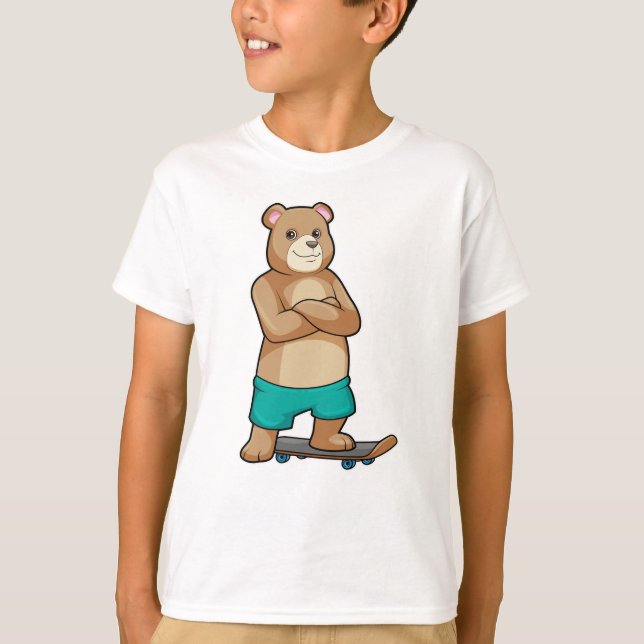 Bear as Skater with Skateboard T-Shirt (Front)