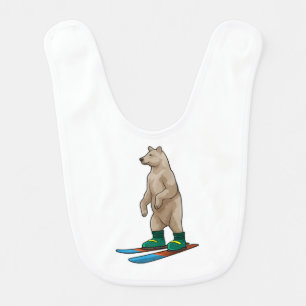 Bear as Skier with Ski Baby Bib