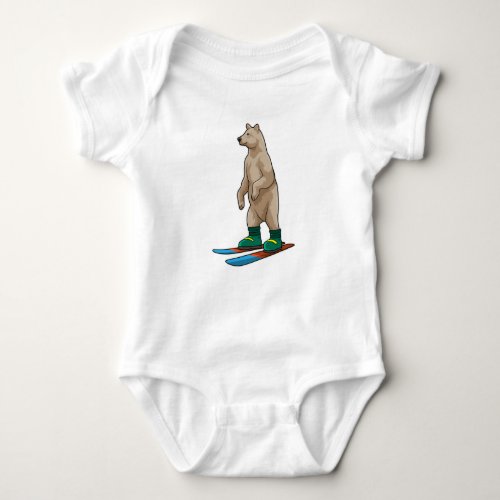 Bear as Skier with Ski Baby Bodysuit