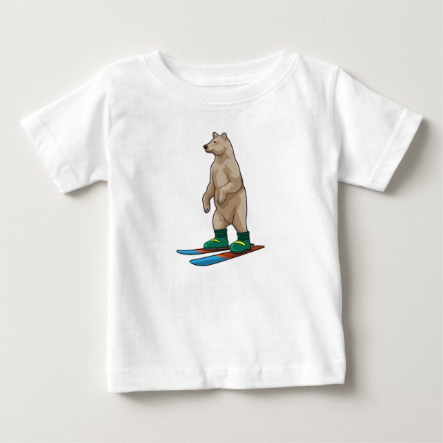 Bear as Skier with Ski Baby T-Shirt (Front)