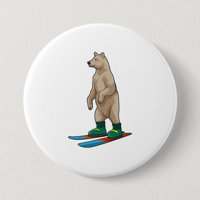 Bear as Skier with Ski Button (Front)