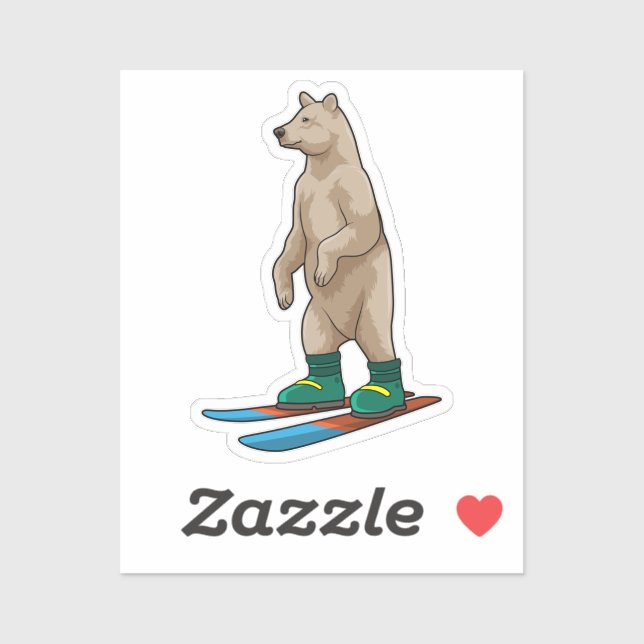 Bear as Skier with Ski Sticker (Sheet)