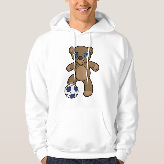Bear as Soccer player with Soccer ball Hoodie (Front)
